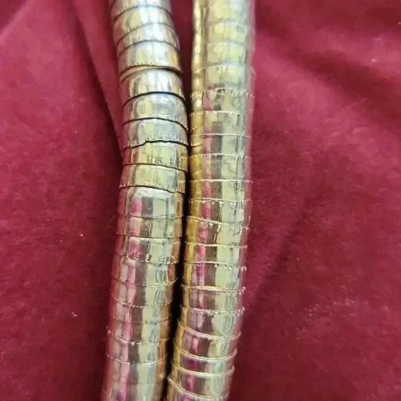 Vintage Tribal Stacked Cupped Snake Coil Necklace Goldtone - Picture 8 of 16